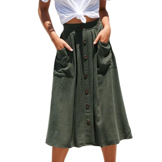 Женская юбка миди, эластичная, с высокой талией, утягивающая, длиной до середины икры, с карманами