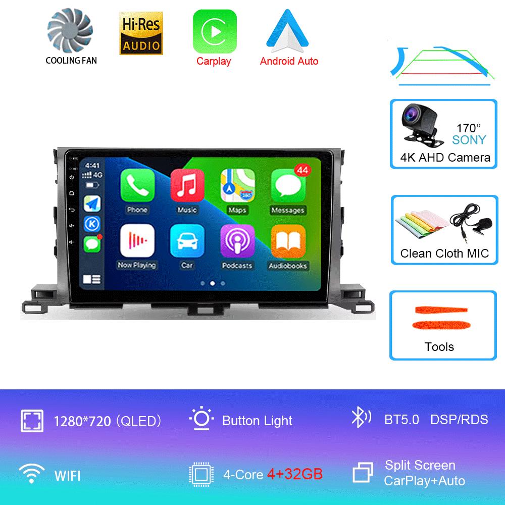 Для Toyota Highlander Kluger 3 XU50 2013 2014 - 2019 Автомобильное радио Android 14 Навигация Мультимедийный проигрыватель GPS WiFi+4G Carplay Auto