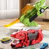 1 Set Kids Dinosaur Carrier Truck Toy with 12 Alloy Die-Cast Cars