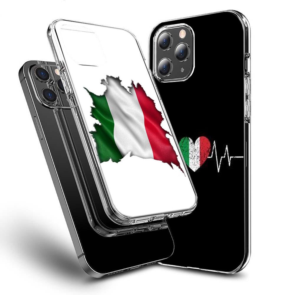 Чехол для телефона с флагом Италии для iPhone 16E 15 Pro 14 Plus 17E 16 17 Pro Max Air 11 12 13 Mini Ударопрочный Capa Милый Чехол TPU Прозрачный
