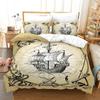 Nautical Pirate Duvet Cover Set Sailboat Theme Bedding Set Palm Tree Island Treasure Hawaiian Beach Cartoon Comforter Cover Full