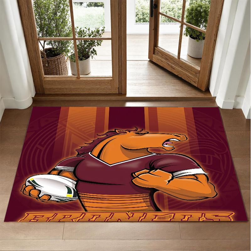 Brisbane Broncos Design Crystal Velvet Rug Soft Decorative Mat for Bedroom Entrance