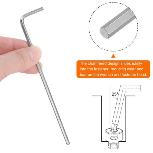 uxcell 3mm Ball Head L-Shaped Hex Wrench Set, Long, 125mm Overall Length, Easy To Apply Force, for Tightening, DIY Tools