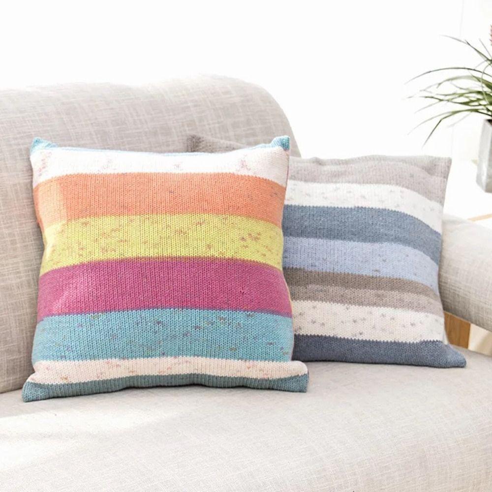 Rainbow Color Crochet Knitting DIY Milk Cotton Warm Wool Yarn Sofa Cushion