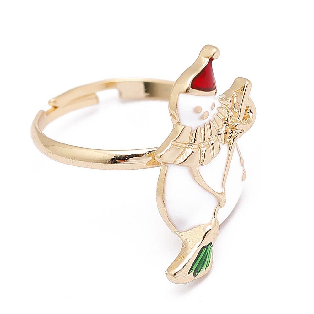 Christmas Tree Christmas Open Ring Dripping Oil Xmas Jewelry Retro Cartoon Lovely Ring Decoration