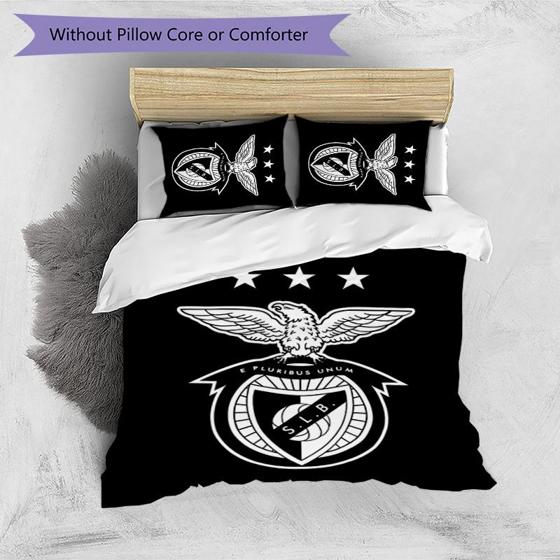 Benfica Pattern Printed 3PCS Bedding Set Soft Skin-Friendly Washable Duvet Cover & Pillowcases Set All Season Bedroom