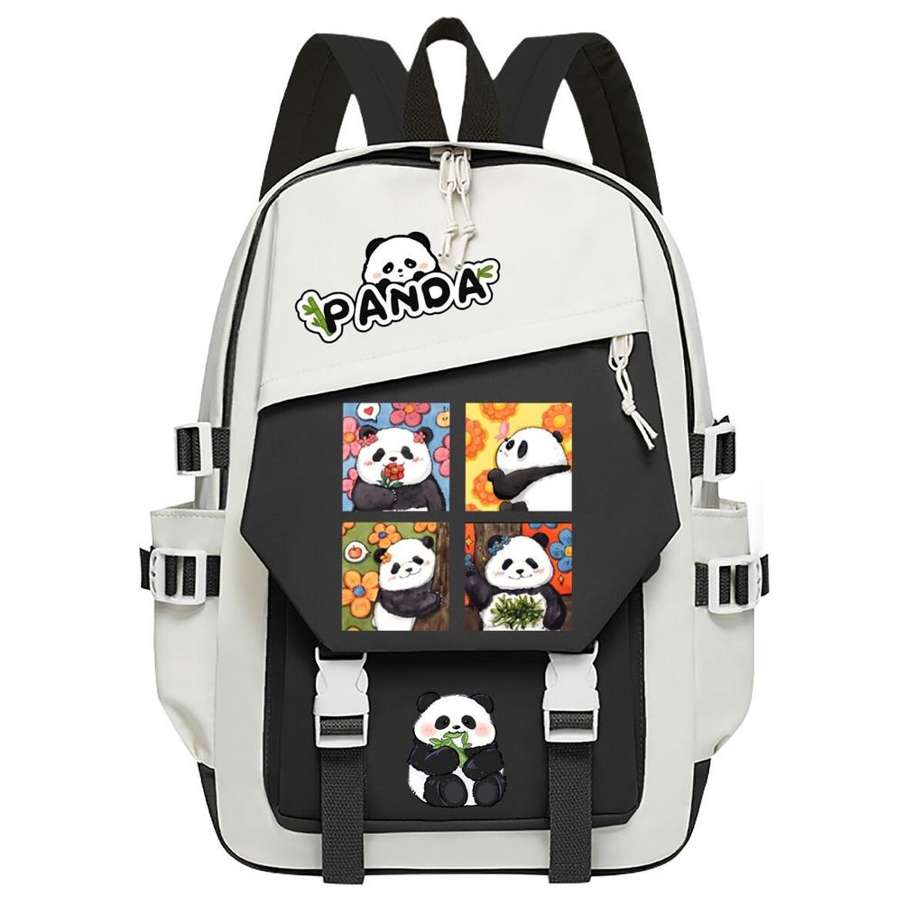 Panda Huahua Cartoon Printed Student Campus Backpack Casual Large Capacity School Bag
