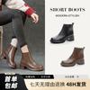 2025 New Leather Martin Boots Women's British Style Versatile Casual Thin Boots Velvet Korean Version Short Boots Thickened Boots