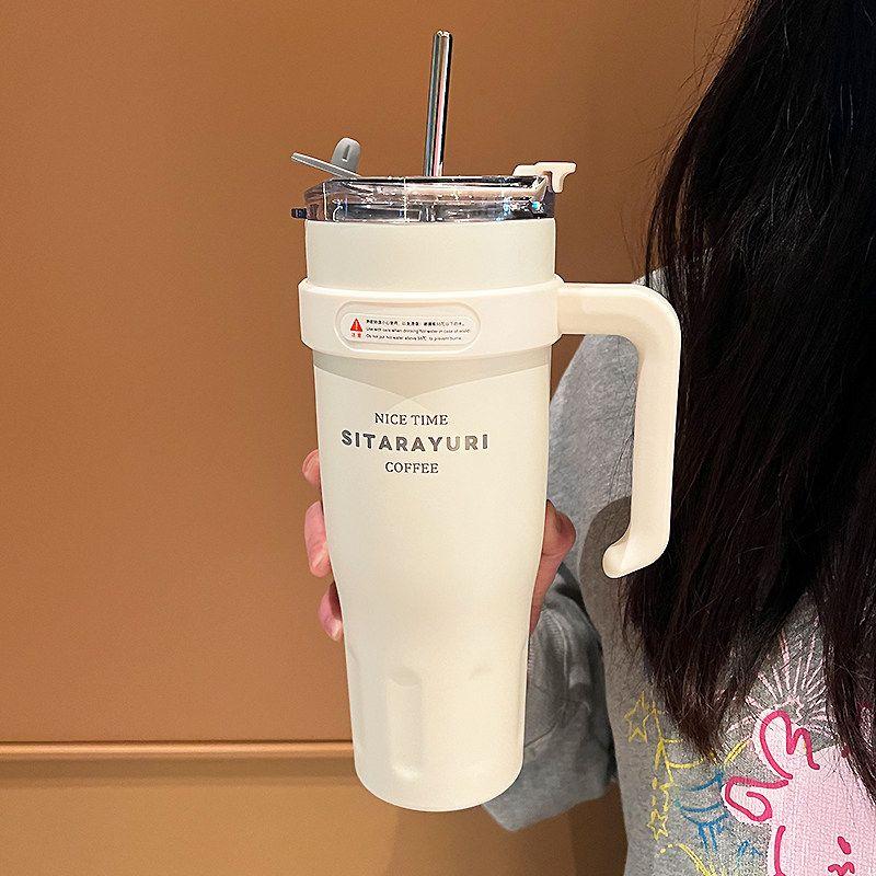 2025 New Model 304 Stainless Steel Ice Cup, High-Looking, Large-Capacity Thermos Cup, Home Office Straw Cup