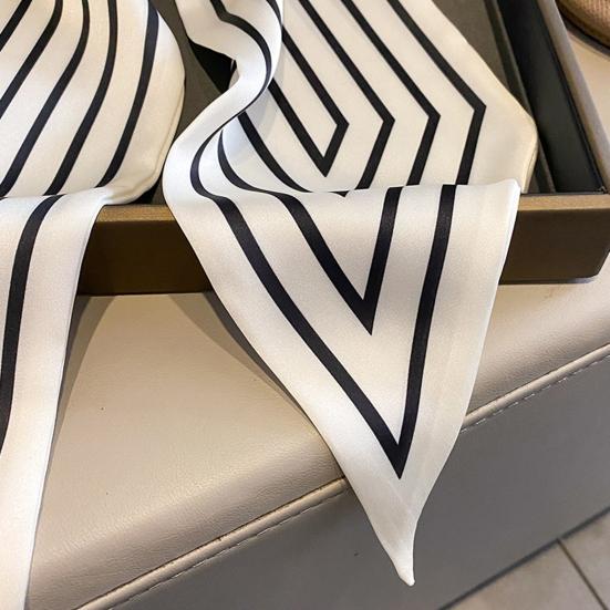 Women Neck Scarf Striped Contrast Color Satin Triangle Edge Wide Band Neck Decoration OL Style Commute Lady Hair Band Clothes Accessory