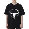 Oversized Crewneck T Shirt Black Bull Skull Graphic Print Unisex Streetwear Casual Wear