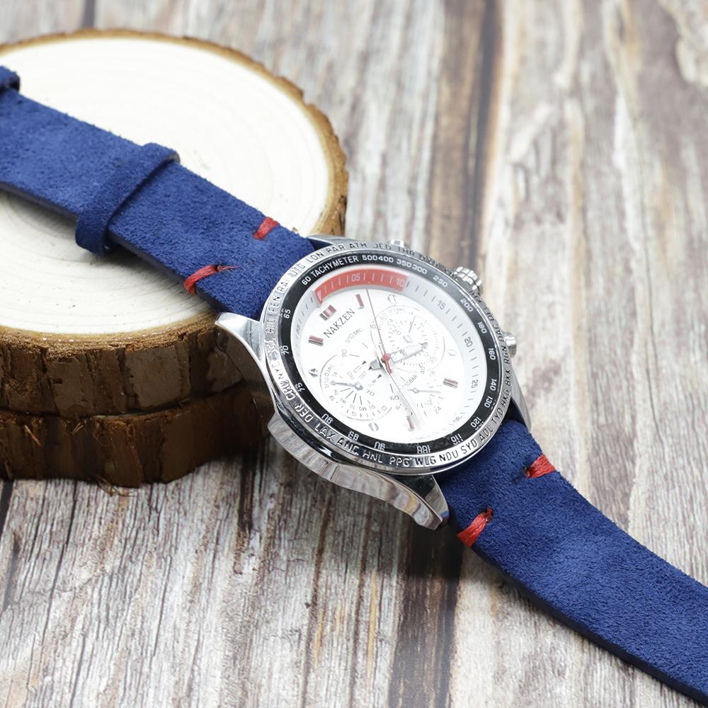 High Quality Vintage Suede Leather Watch Straps Blue Watch Bands Replacement Strap for Watch Accessories 18mm 20mm 22mm 24mm