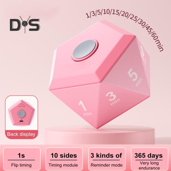 Rotating Timer 3-Color Lights Vibrate/Ring/Silent Modes Portable 1/3/5/10/15/20/25/30/45/60 Min Settings Study Relaxation Cooking Clock Timer