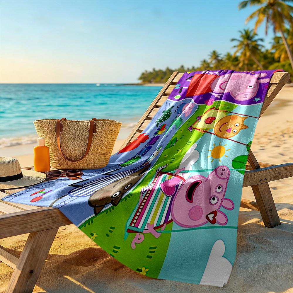Peppa Pig S Garden Day Beach Towel Soft Durable Quick-Dry Comfortable Lightweight Portable for Swimming,Beach,Camping, Travel, Beach Accessories,Gym