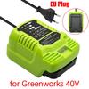 Быстрое зарядное устройство EU Plug для аккумулятора Greenworks 40V 100-240V Литиевый аккумулятор Мини-компактные аксессуары для электроинструмента для моделей 29462 29472