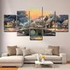5 Panels New Abstract Landscape Oil Canvas Painting Lamp Light House Cottage Mountain Posters and Prints Wall Art Home Decor