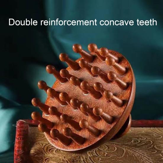 Natural Sandalwood Comb Long Handle Meridian Point Massager 22 Teeth Meridian Insert Comb for Head Massage And Hair Growth Promotion