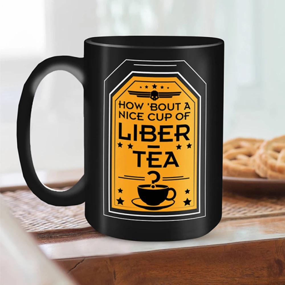 Керамическая утренняя чашка Liber-Tea Cup Вкус Демократия Свобода Белая Черная кружка с буквами алфавита Подарок для друзей Креативные кружки Liber-Tea