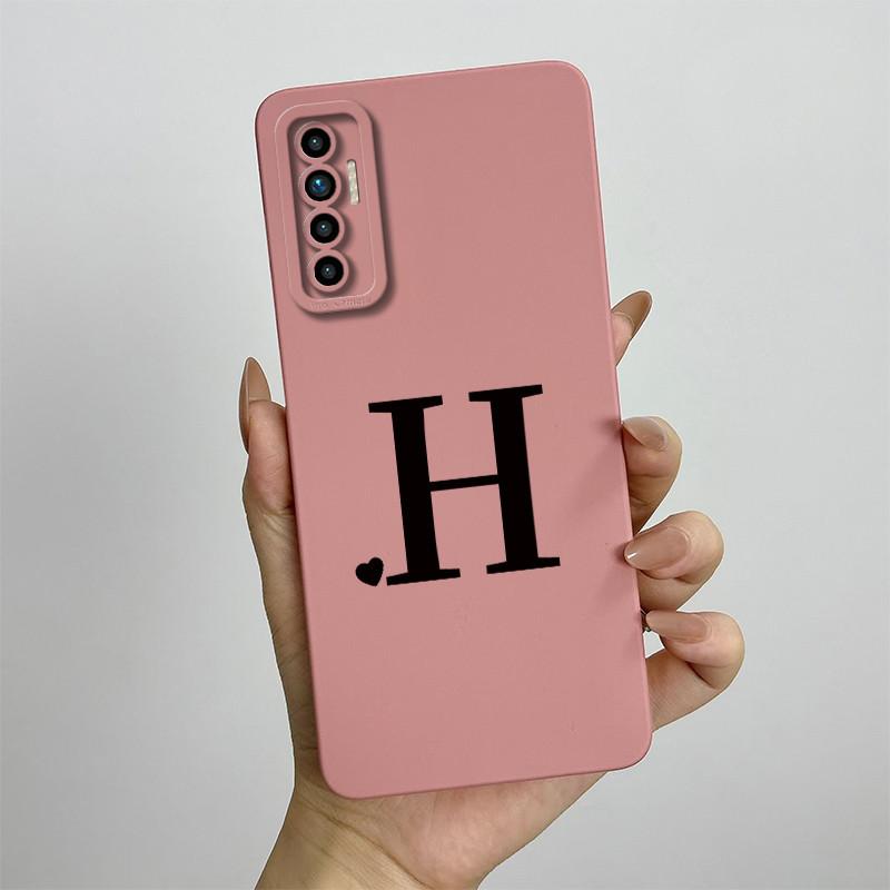 For Tecno Camon 17P 6GB 128GB Case 6.8 Inch Cute Initial Letters Soft Liquid Silicone Shockproof Funda For Tecno Camon 17P Cover