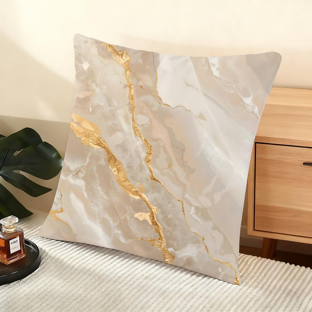 M-Marble Cushion Cover Soft Short Plush Pillow Cover Smooth Cozy Texture Aesthetic Cushion Case Home Decor