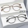 2PCS Ultra Light Oval Frame Reading Glasses Fashionable Anti Blue Light Myopia Glasses for Women Transparent Lenses