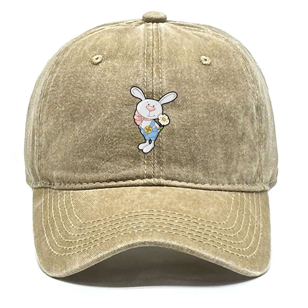 Cute Rabbit Printed Baseball Cap Adjustable Snapback Baseball Hat Solid Color Leisure Sport Hat For Golf Mountaineering Gifts