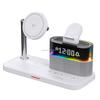 New Desk Stand Magnetic Wireless Charger Fast Wireless Charging 15W Output Type-C Port LED Colorful Lights Digital Display Clock