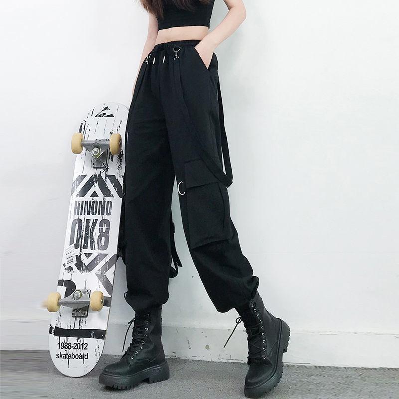 Летние женские брюки-карго с завышенной талией в стиле Харадзюку, широкие брюки-карго для женщин, мешковатые шаровары, женские брюки в стиле хип-хоп, джоггеры