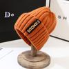 Knitted Winter Hat Women Korean Style Warm Letter For Casual Daily Wear