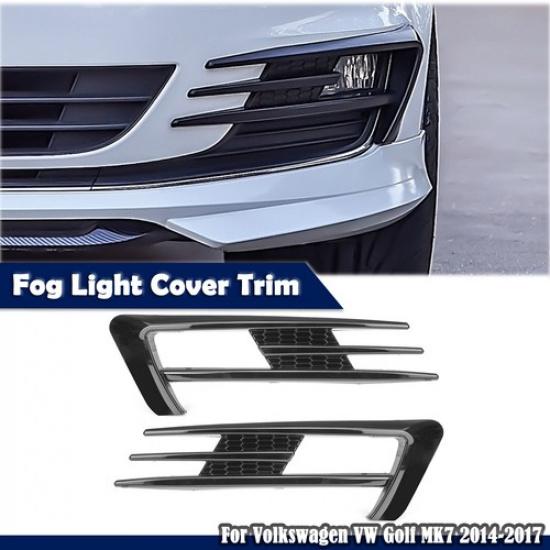 Front Fog Lamp Eyebrow Cover Trim For Golf MK7 2014 2015-2017 2016 Glossy Black