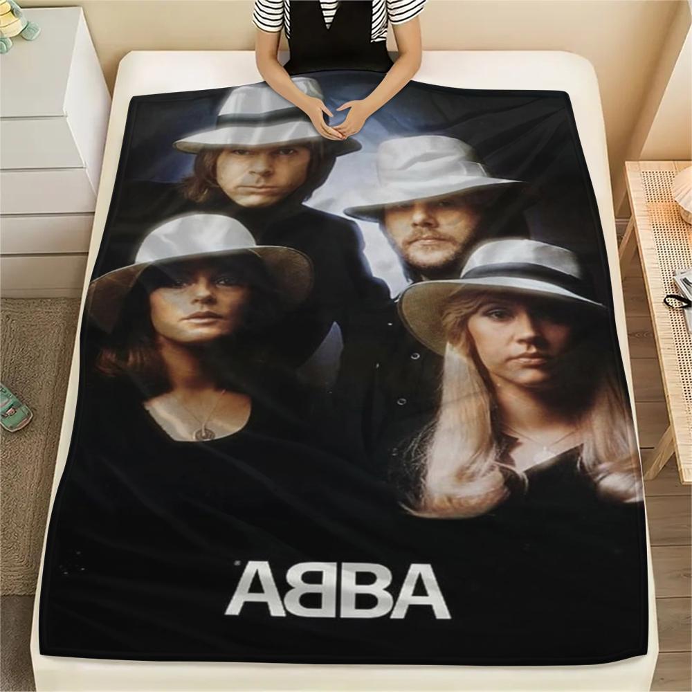 1 шт. Фланелевое одеяло с принтом ABBA, Высококачественное, Удобное для всех сезонов, Домашний декор, Тепло и комфорт, Идеально для рождественских подарков04