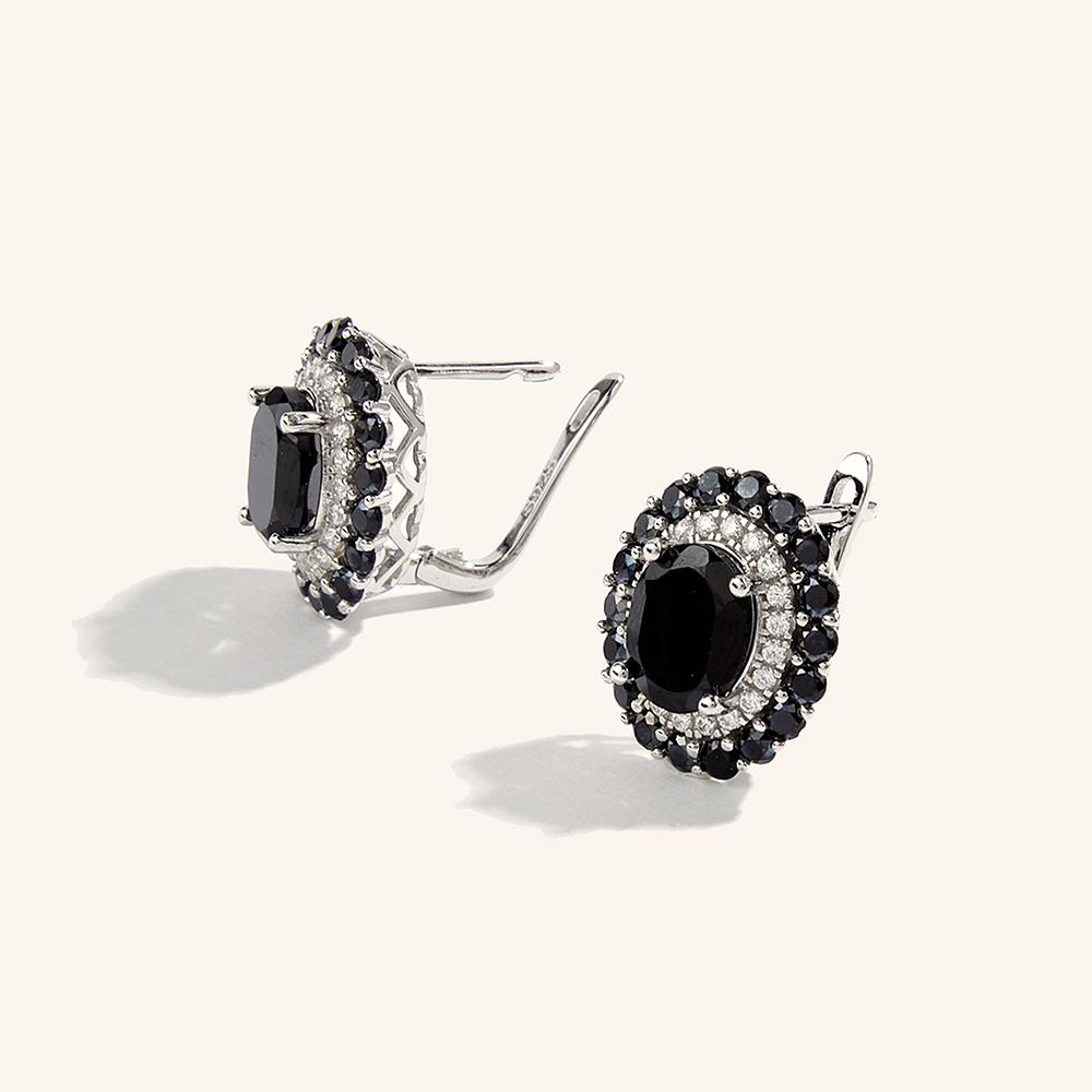 Elegantly Designed Natural Black Spinel Ring Earrings Necklace Set S925 Silver Luxury Women Anniversary & Birthday Gift