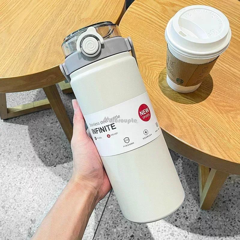 1.2L Large Capacity Thermo Bottle with Straw Stainless Steel Thermal Water Bottle Keep Cold and Hot Thermos Cup Vacuum Flask