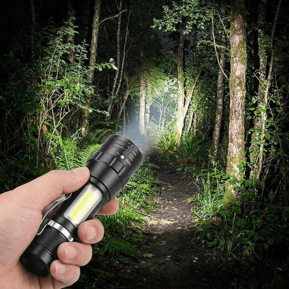Мини-светодиодный фонарик с USB-зарядкой, регулируемый фокус, долговечный, с зумом, портативный, три режима, для кемпинга