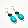 Santa Rosa Turquoise, Diopside Gemstone 925 Silver Plated Earring 1.70"