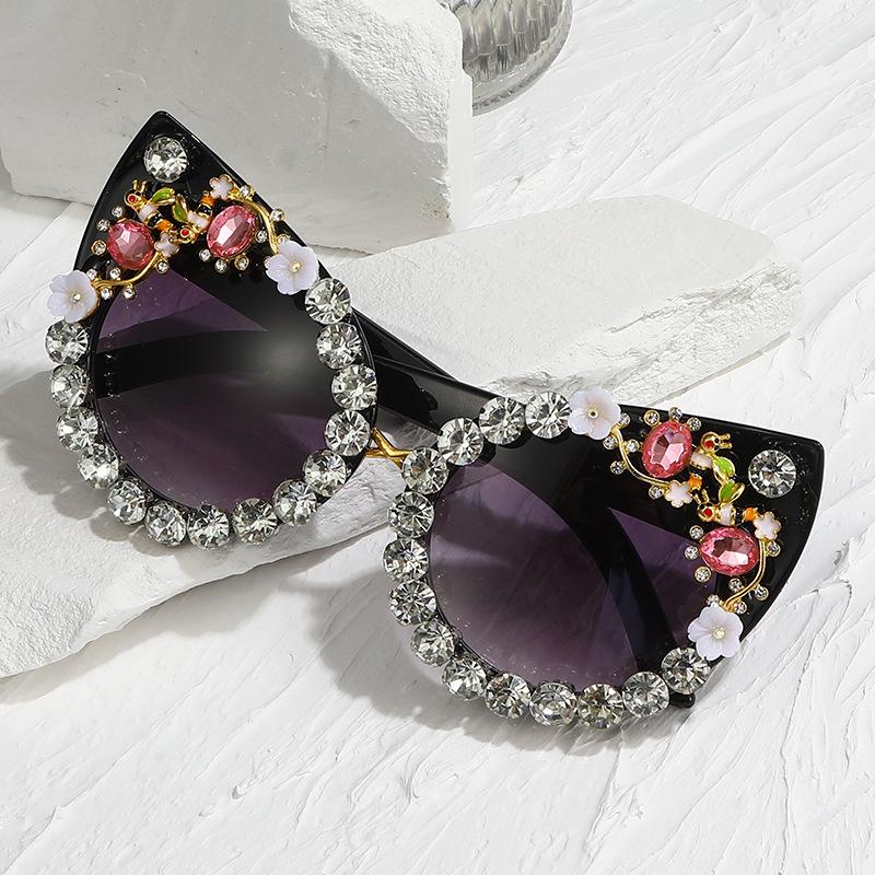 Sunglasses Personalized Diamond Cat Eye Sunglasses Versatile Street Sunglasses Women