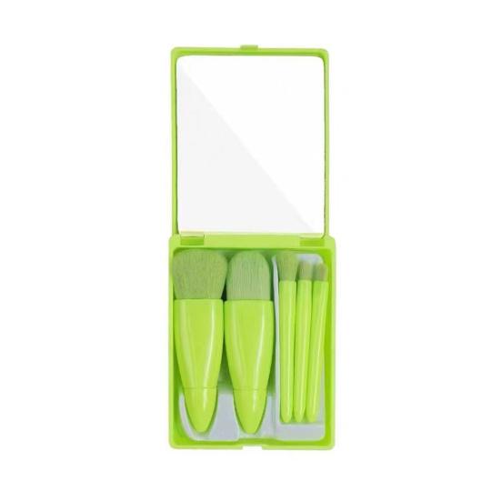 Yousheng 5 шт./набор кистей для макияжа с зеркалом в коробке, портативная профессиональная основа, рассыпчатая пудра, румяна, тени для век, консилер для губ и бровей