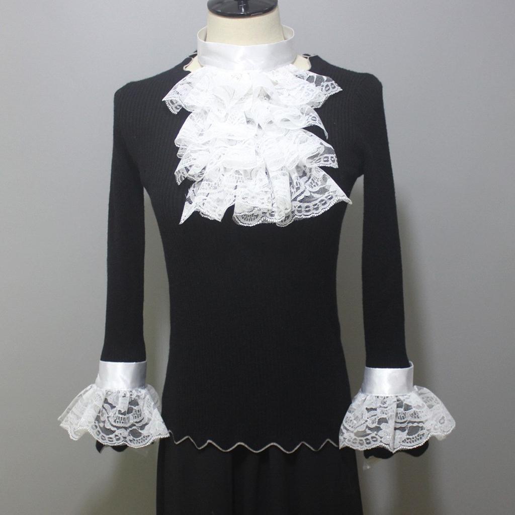 Wrist Cuffs Detachable Jabots Victorian Collar Ruffled Yarn Jabots Neck Collar Adults Stage Party Victorian Ornaments