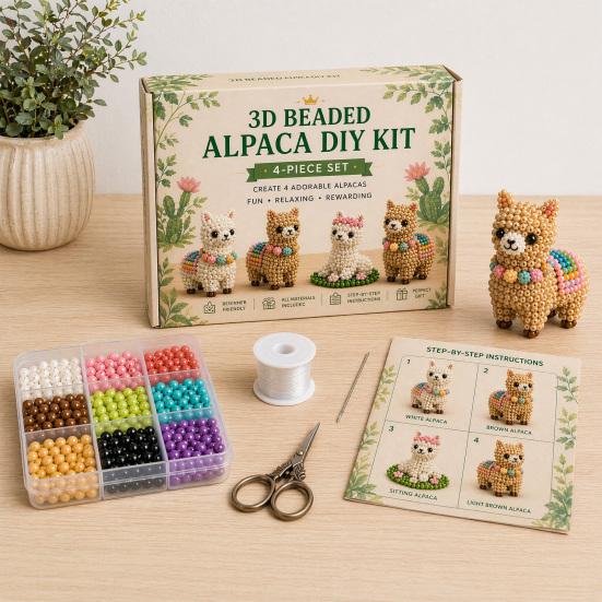 3D Beaded Animal Cute Beaded DIY Kit Frog Alpaca