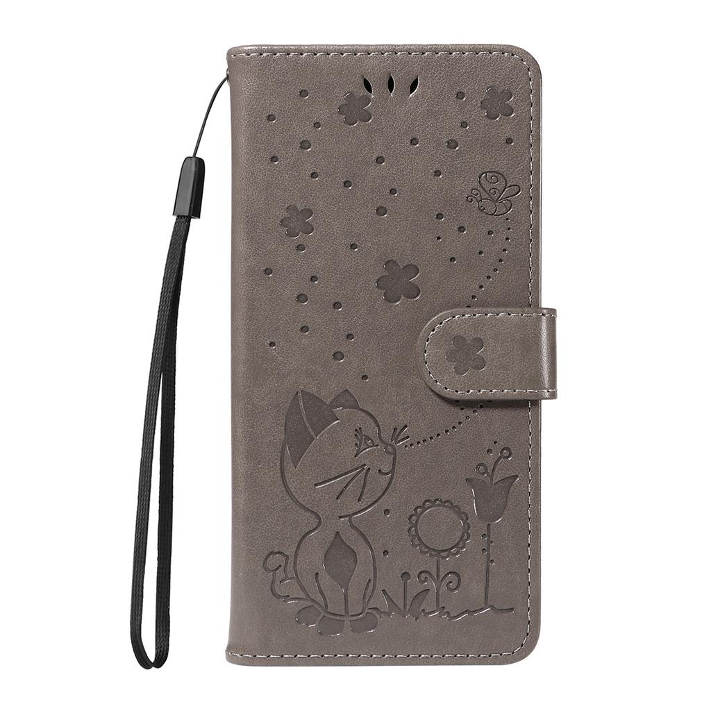 For iPhone 17 Pro Leather Wallet Case Cat Bee Pattern Phone Cover Stand