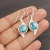 Blue Copper Turquoise Handmade Gemstone Earrings, 925 Solid Sterling Silver Earrings Antique Jewelry, For Wedding Gift