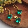 Yellow Gold Plated Green Zircon Heart Pendant Earring Set 925 Sterling Silver Women Jewelry