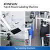 ZONESUN ZS-TB822P Automatic Round Bottle Labeling Machine Bottle Top and Body Wrap Around Label Applicator