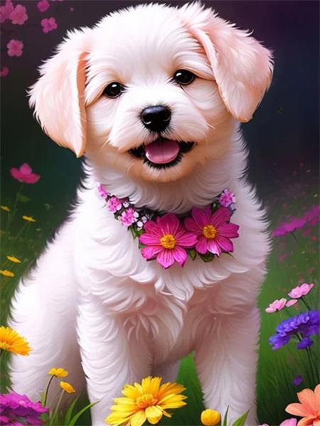 Комплект для алмазной живописи Собака Цветок Полная квадратная/круглая вышивка Мозаика Животное Домашний декор