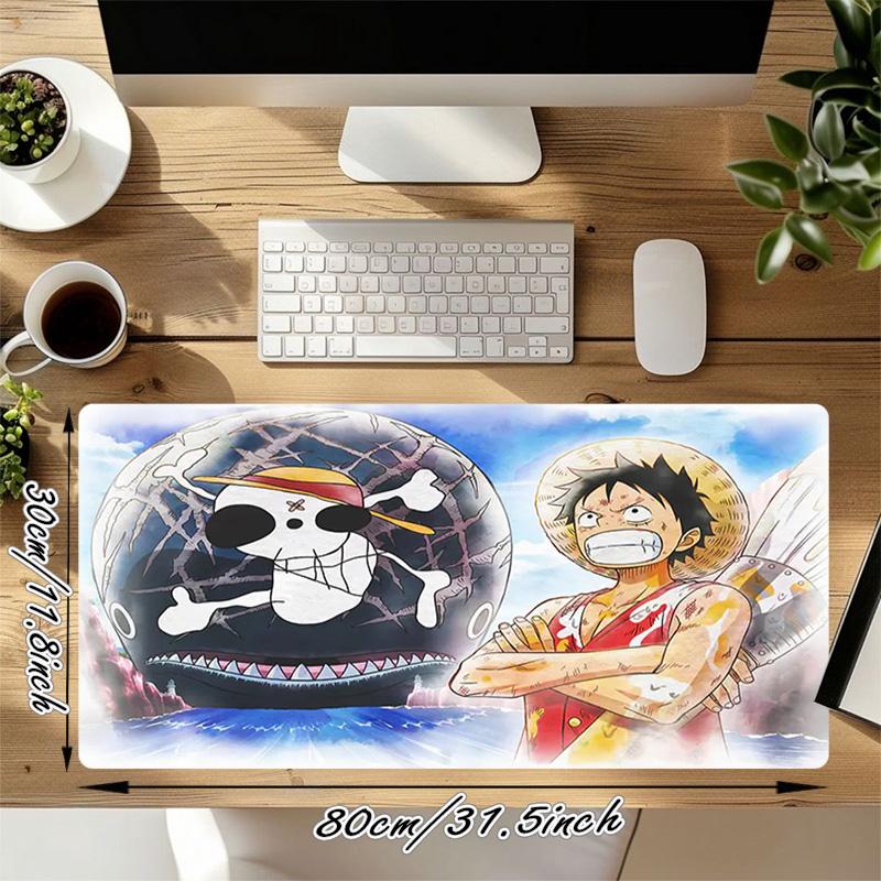 Коврик для игровой мыши One Piece XL, нескользящая резиновая основа, прошитый край, водонепроницаемый коврик для стола для ПК, ноутбука, геймера, офиса, компьютерные аксессуары