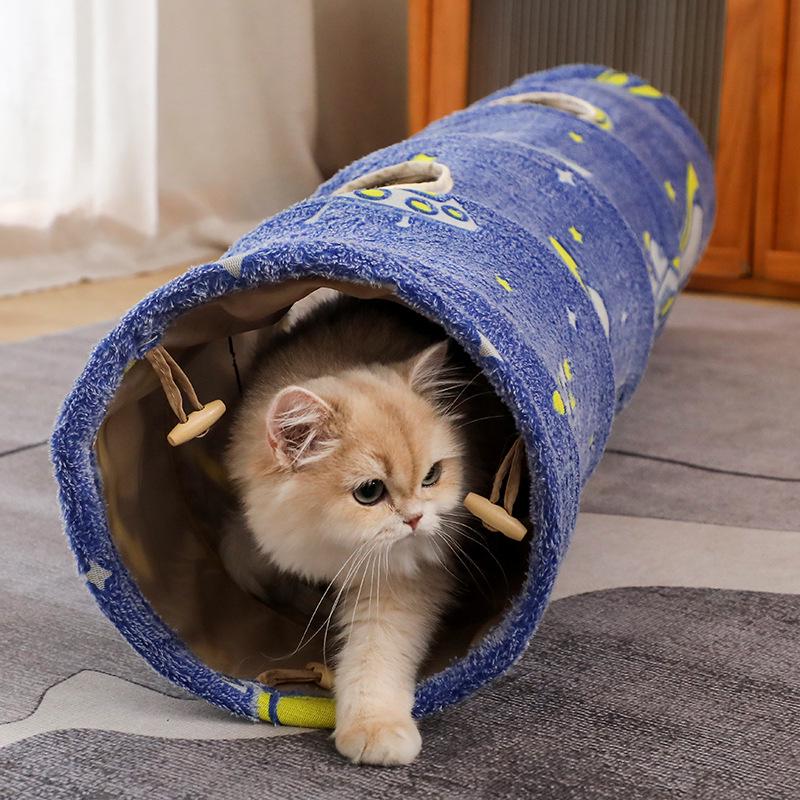 Luminous Foldable Cat Tunnel and Peek-a-Boo Self-Play Bed
