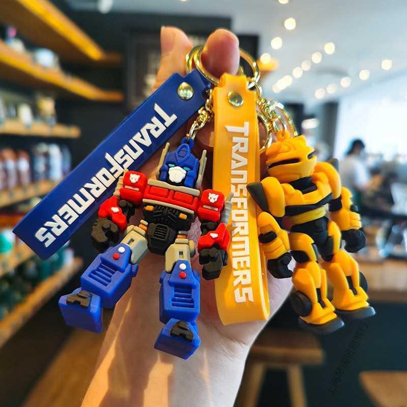 Anime Transform Keychain Optimus Prime Bumblebee Figure Keyring Pendants Car Key Accessories Doll Ornaments Toy Gift for Kids