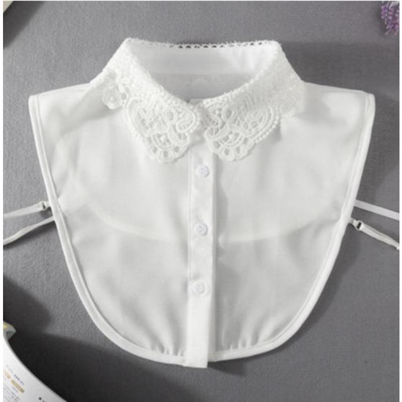 Fashion Women White Shirts Detachable Fake Collar Chiffon Flowers Lapel Blouse Pretty Formal Dress False Collars Ladies