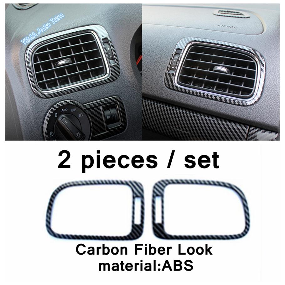 Central Control trument Panel Air Conditioning AC Vents Cover Trim Carbon Fiber Interior For VW Volkswagen Polo 2014 - 2018
