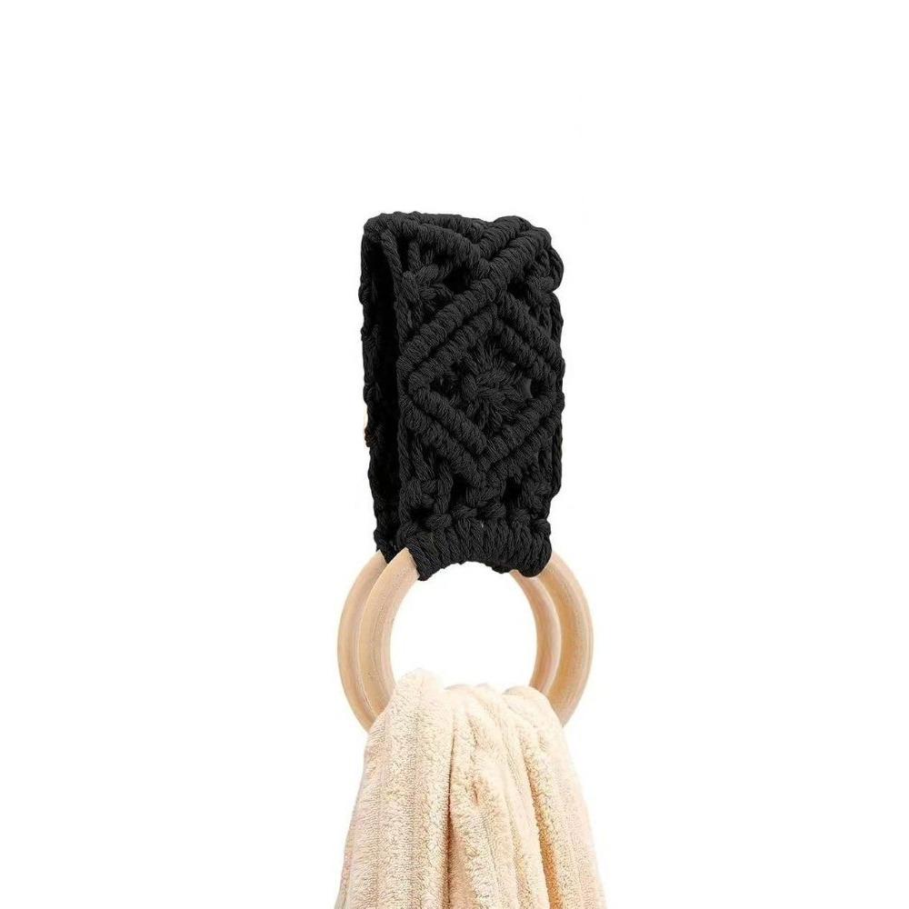Boho Style Hand Towel Hanger Wooden Ring Towel Ring Holder New Macrame Towel Holder  Bathroom
